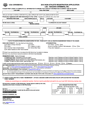 USA Swimming Non-Athlete Registration Application