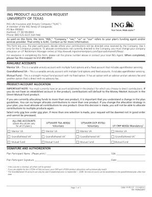 ING Product Allocation Request