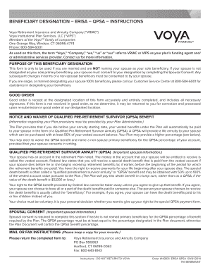 Beneficiary Designation ERISA QPSA Form