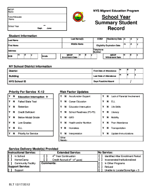 NYS Migrant Education Program Form