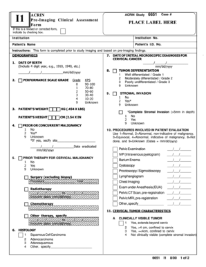 ACRIN 6651 Cervical Cancer Clinical Assessment Form