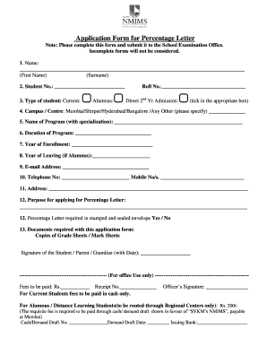 Nmims percentage letter