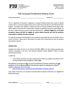 Pell Unusual Enrollment History Form
