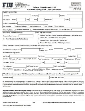 Federal Direct Parent PLUS Loan Application