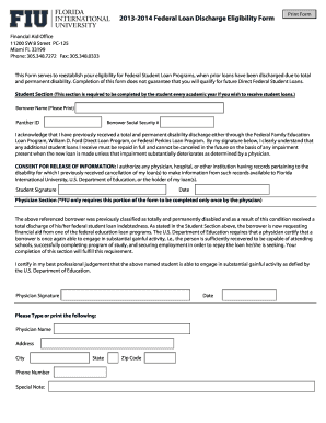 Federal Loan Discharge Eligibility Form