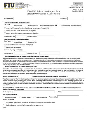2014-2015 Federal Loan Request Form