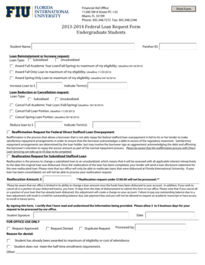 2013-2014 Federal Loan Request Form