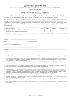 Proxy Form for Extraordinary General Meeting