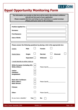 Equal Opportunity Monitoring Form