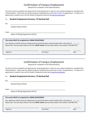Confirmation of Campus Employment Form