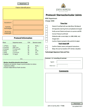 Patient Identification Form for Sternoclavicular Joints