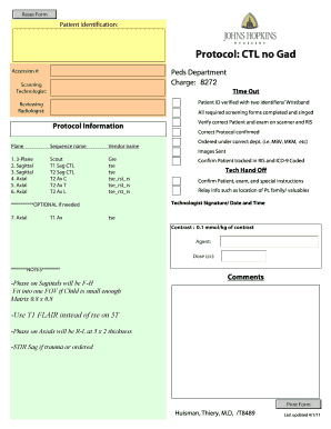 Patient Identification Protocol Form