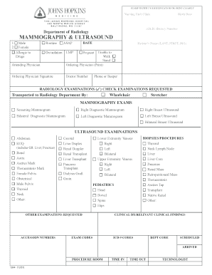 Mammography and Ultrasound Request Form