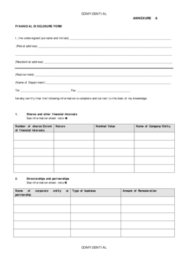 Confidential Financial Disclosure Form
