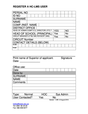 HC-LMS User Registration Form