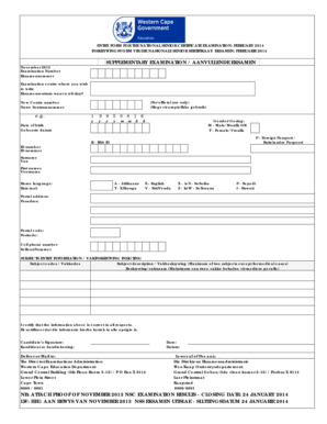 National Senior Certificate Examination Entry Form