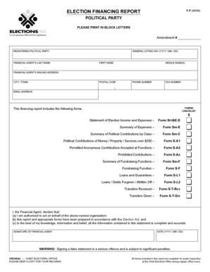 Election Financing Report F-P