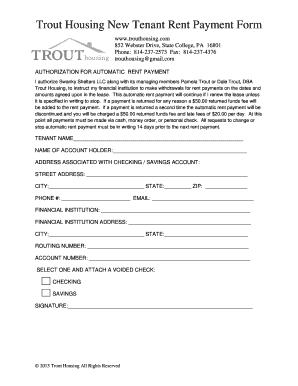 Sample letter requesting rental assistance - Trout Housing New Tenant Rent Payment Form