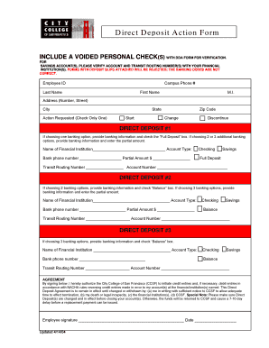 City College of San Francisco Direct Deposit Authorization Form