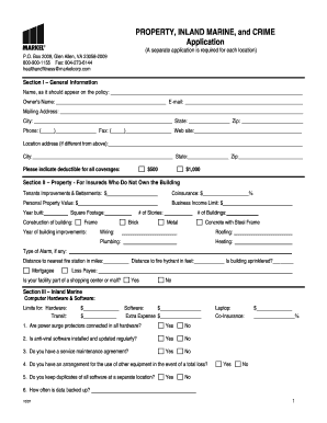 Property Inland Marine and Crime Insurance Application