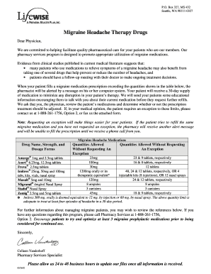 Migraine Medication Exception Request Form