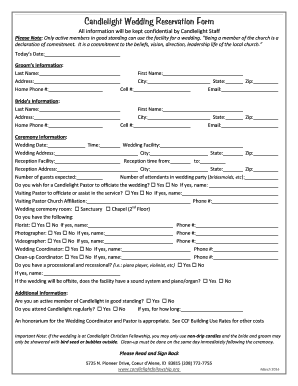 wedding reservation form