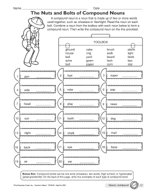 Compound Nouns Worksheet
