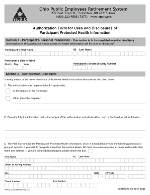 Hipaa form for family members - HIPAA Authorization Form - OPERS - opers