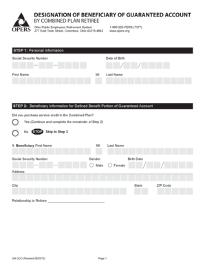 Ohio Beneficiary Designation Form for Retirees