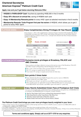 Chartered Secretaries American Express Platinum Credit Card Application