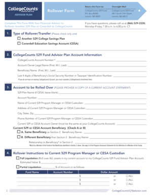 CollegeCounts 529 Fund Rollover Form