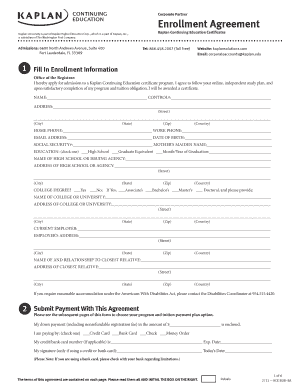 Kaplan University Corporate Partner Enrollment Agreement