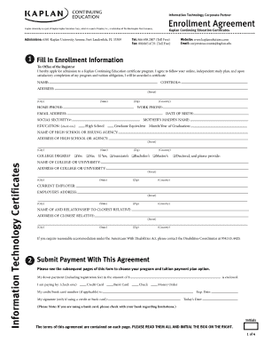 Kaplan University Enrollment Agreement
