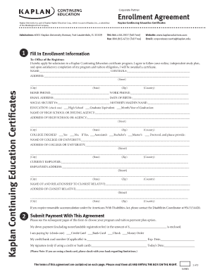 Kaplan University Enrollment Agreement