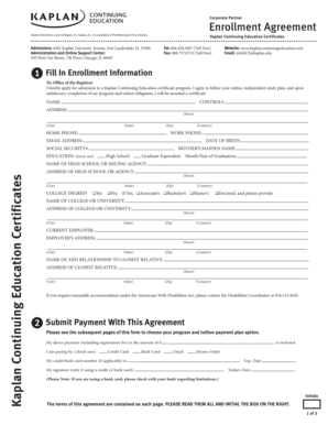 Kaplan University Enrollment Agreement