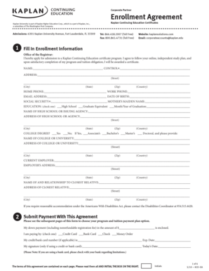 Kaplan University Corporate Partner Enrollment Agreement
