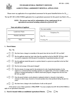 Agricultural Assessment Renewal Application