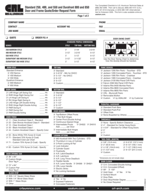 Door and Frame Quote Order Request Form