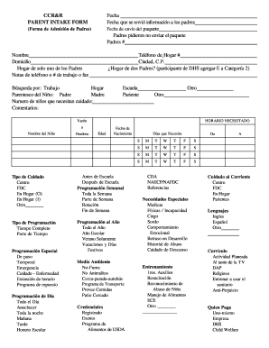 Forma de Admisión de Padres