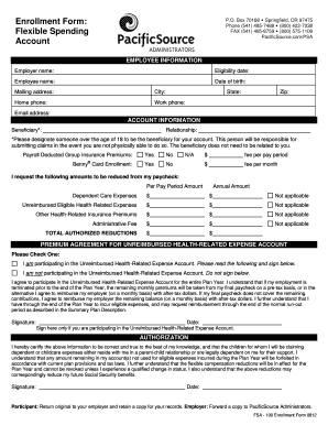 Employee Flexible Spending Enrollment Form