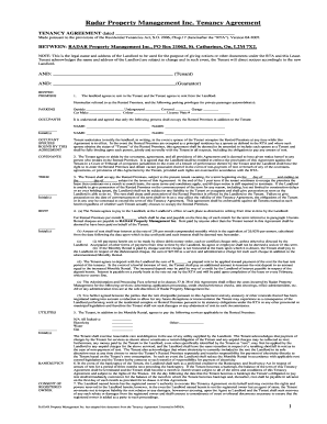 Radar Property Management Tenancy Agreement