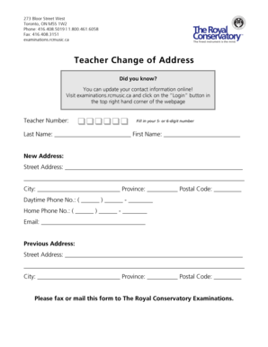 Teacher Change of Address Form