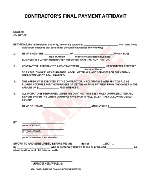 Contractor’s Final Payment Affidavit