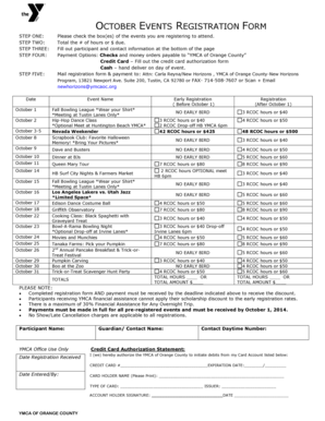 Buyer questionnaire template - October events registration form - YMCA of Orange County - ymcaoc