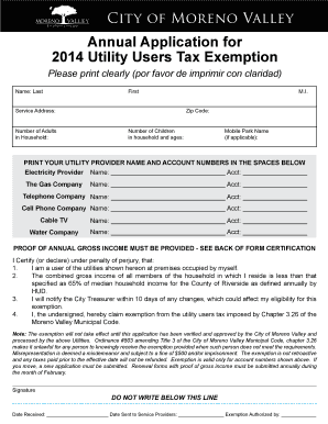 2014 Utility Users Tax Exemption Application