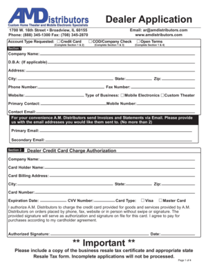 Dealer Application Form