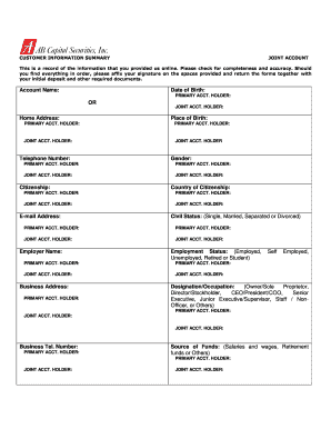 Joint Account Registration Form