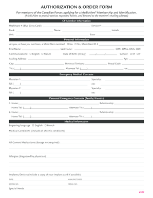MedicAlert Authorization & Order Form