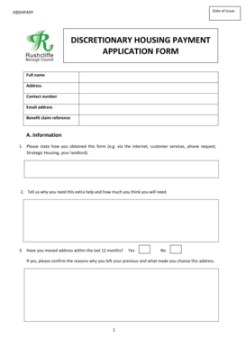 Discretionary Housing Payment Application Form