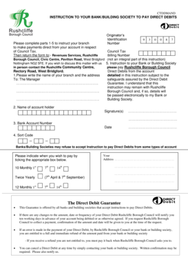 Council Tax Direct Debit Instruction Form
